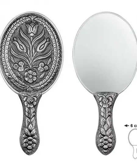 Gümüş Lale Motifli El Aynası