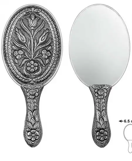 Gümüş Lale Motifli El Aynası
