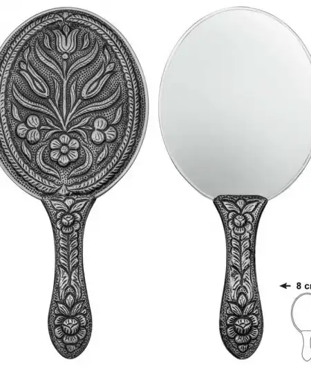 Gümüş Lale Motifli El Aynası