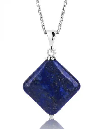Gümüş Lapis Doğal Taş Kolye