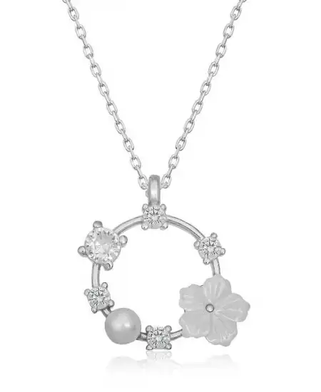 Gümüş Manolya Çiçeği Kadın Kolye