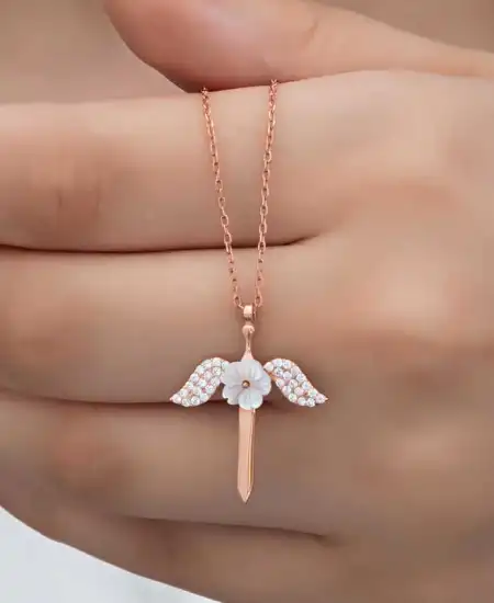 Gümüş Manolya Çiçeği Melek Kadın Kolye