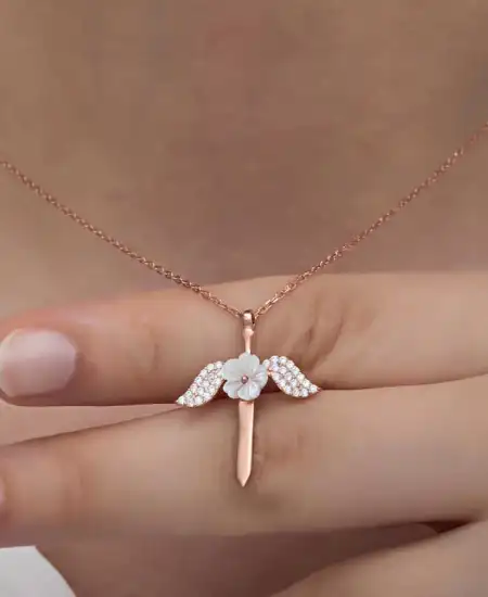 Gümüş Manolya Çiçeği Melek Kadın Kolye