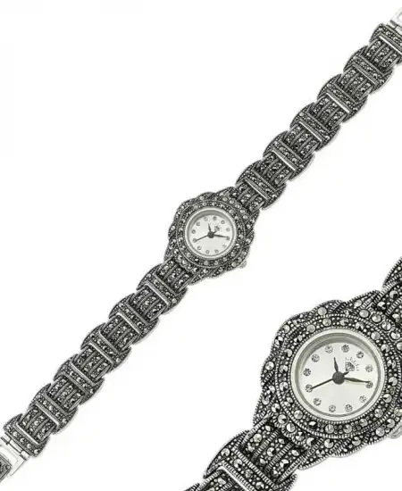 Gümüş Markazit Taşlı Bayan Saat