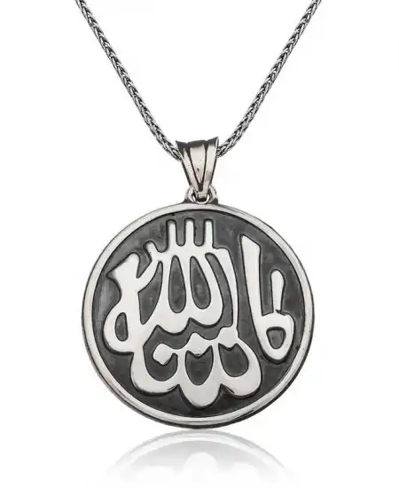 Gümüş Maşallah Yazılı Kolye