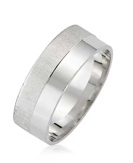 Gümüş Mat Parlak Alyans