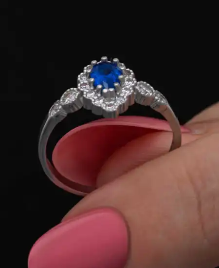 Gümüş Mavi Damla Zirkon Taşlı Kadın Set