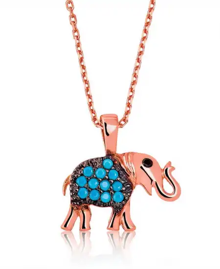 Gümüş Mavi Fil Bayan Kolye