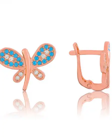 Gümüş Mavi Kelebek Küpe