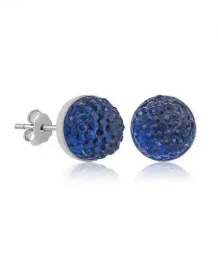 Gümüş Mavi Kristal Çivili Kadın Küpe