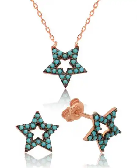 Gümüş Mavi Yıldız Bayan Set