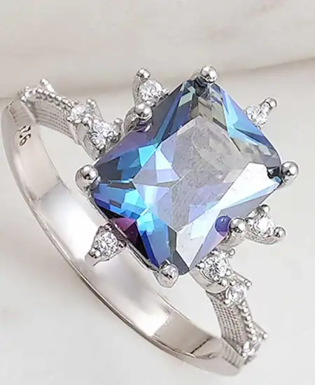 Gümüş Mavi Zirkon Taşlı Kadın Yüzük