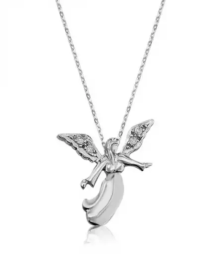 Gümüş Melek Bayan Kolye