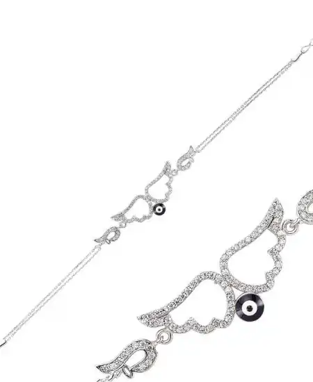 Gümüş Melek Kanadı Bayan Bileklik