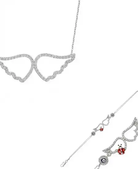 Gümüş Melek Kanadı Bayan Set