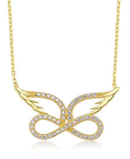 Gümüş Melek Kanadı Sonsuzluk Bayan Kolye
