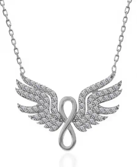 Gümüş Melek Kanadı Sonsuzluk Kadın Kolye