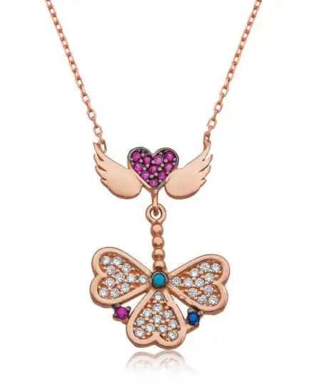 Gümüş Melek Kanatlı Yonca Kolye