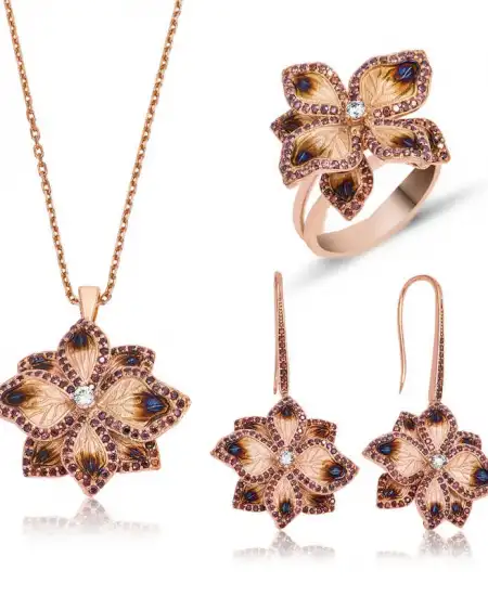 Gümüş Menekşe Çiçeği Bayan Set