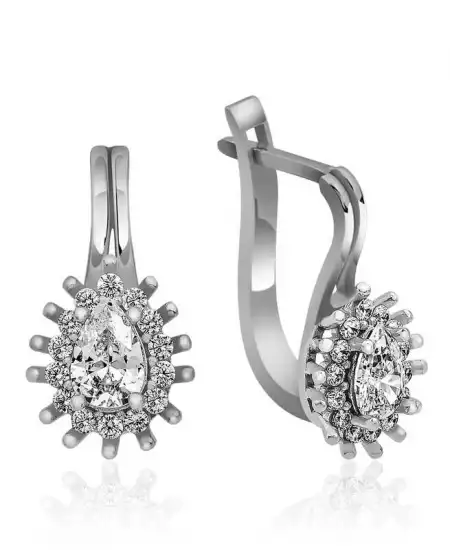 Gümüş Mengeçli Damla Kesim Küpe