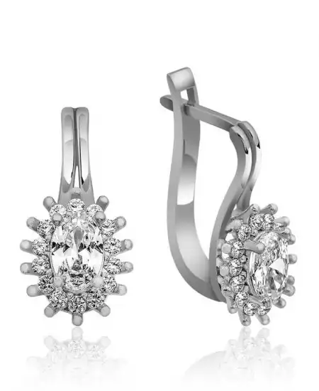 Gümüş Mengeçli Oval Kesim Küpe