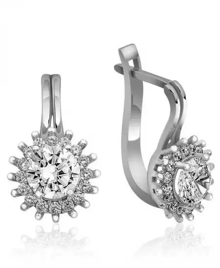 Gümüş Mengeçli Yuvarlak Kesim Küpe