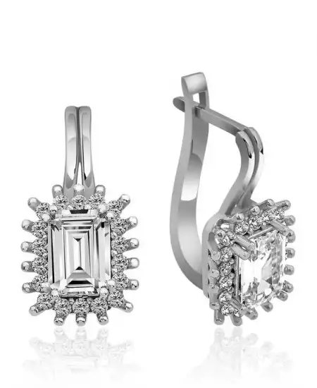 Gümüş Mengeçli Zümrüt Kesim Küpe