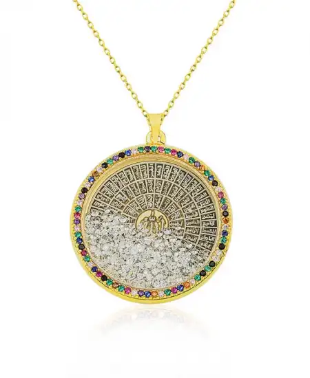 Gümüş Miks Taşlı Esmaül Hüsna Bayan Kolye