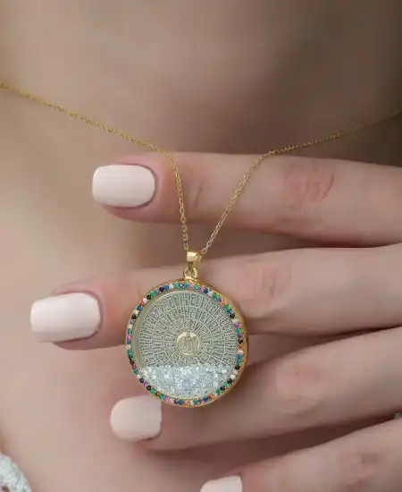 Gümüş Miks Taşlı Esmaül Hüsna Bayan Kolye