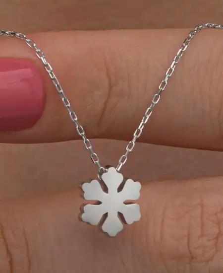 Gümüş Minimal Kar Tanesi Kadın Kolye