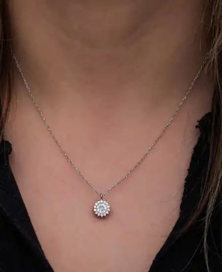 Gümüş Minimal Yuvarlak Anturaj Kadın Kolye