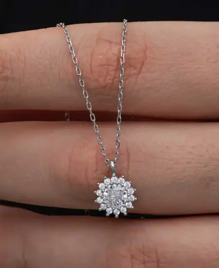 Gümüş Minimal Yuvarlak Anturaj Kadın Kolye