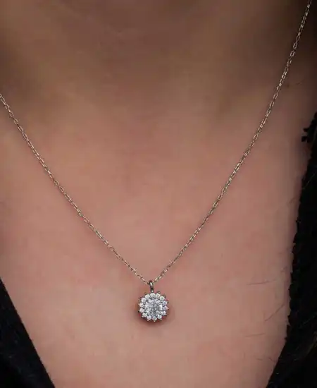 Gümüş Minimal Yuvarlak Anturaj Kadın Kolye