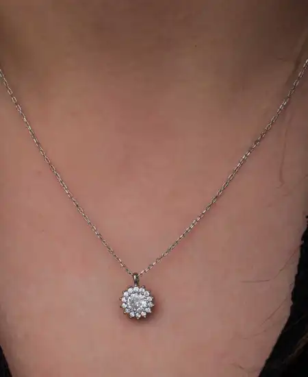 Gümüş Minimal Yuvarlak Anturaj Kadın Kolye