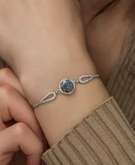 Gümüş Mistik Topaz Bileklik