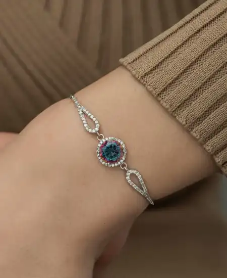 Gümüş Mistik Topaz Bileklik