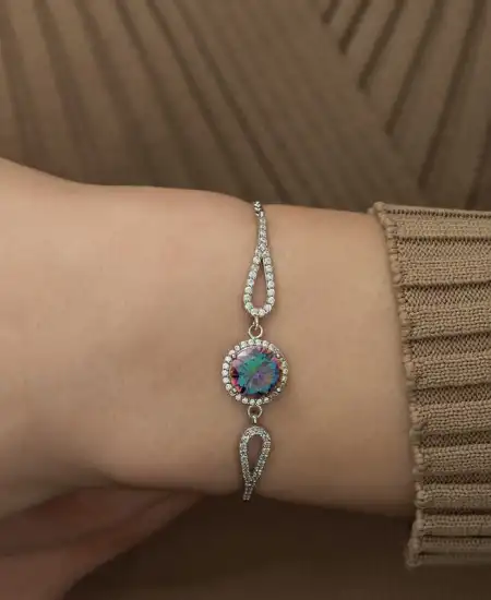 Gümüş Mistik Topaz Bileklik