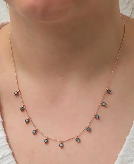 Gümüş Mistik Topaz Taşlı Rose Şans Kadın Kolye