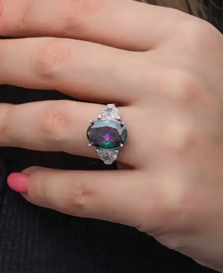 Gümüş Mistik Zirkon Taşlı Kadın Yüzük