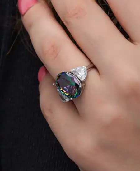 Gümüş Mistik Zirkon Taşlı Kadın Yüzük