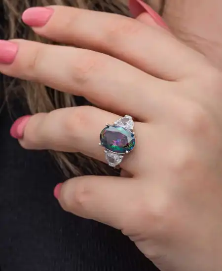 Gümüş Mistik Zirkon Taşlı Kadın Yüzük