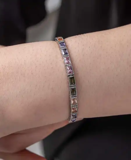 Gümüş Mix Taşlı Su Yolu Kadın Bileklik