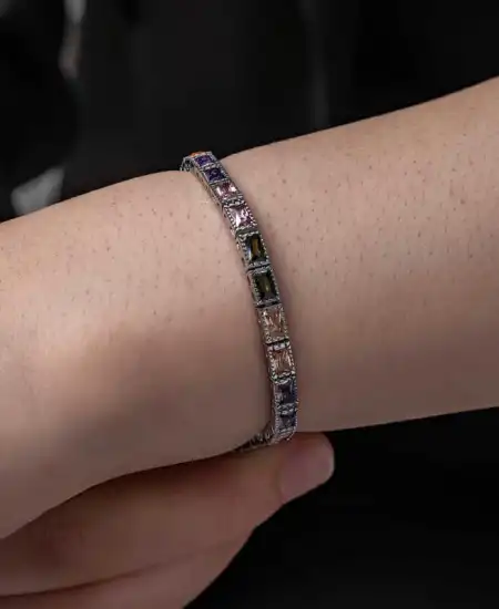 Gümüş Mix Taşlı Su Yolu Kadın Bileklik