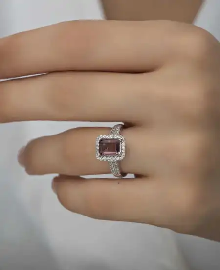 Gümüş Mor Baget Taşlı Kadın Yüzük