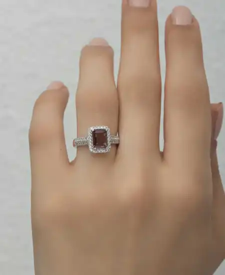 Gümüş Mor Baget Taşlı Kadın Yüzük