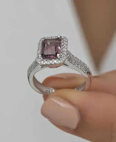 Gümüş Mor Baget Taşlı Kadın Yüzük