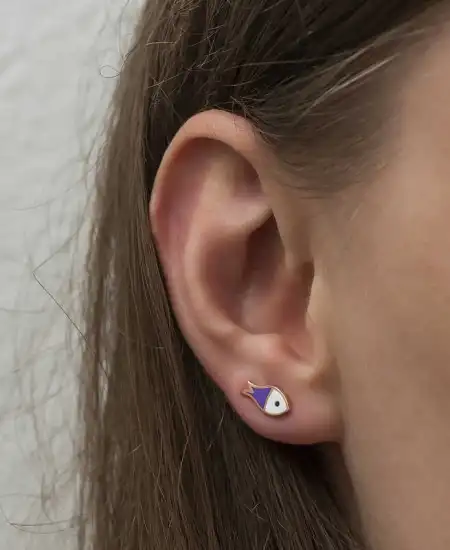 Gümüş Mor Balık Küpe