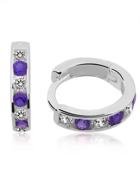 Gümüş Mor Halka Çocuk Küpesi