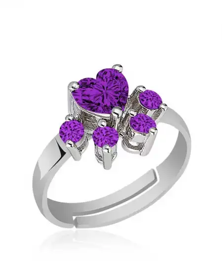 Gümüş Mor Kedi Patisi Yüzük