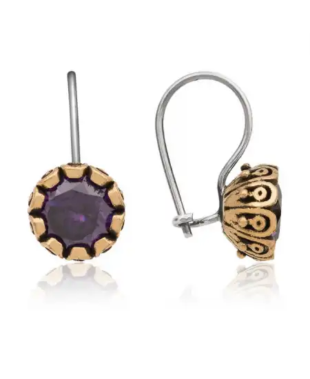 Gümüş Mor Otantik Küpe